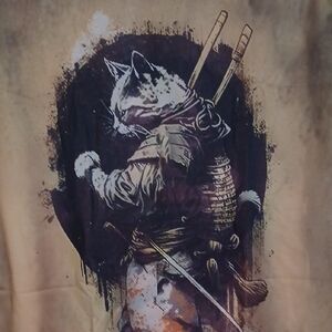 Samurai Cat Graphic T-Shirt NWOT XL